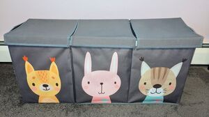 Softowl Collapsible Toy Chest Storage Box Gray Animals Extra Large 37"x16"x14"